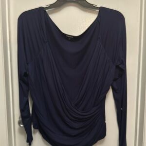 Navy blue wrap front top